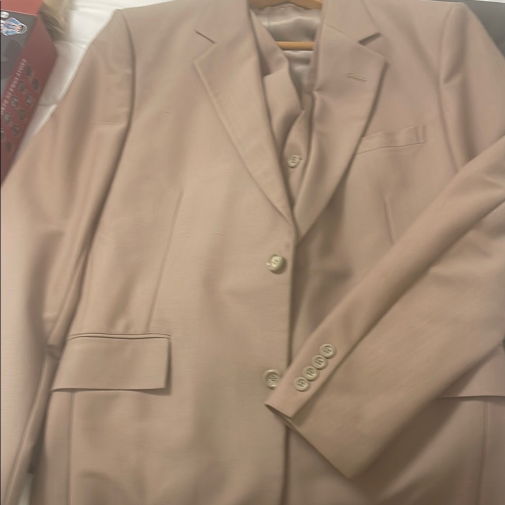 Men's Tan Suit Jacket and Vest